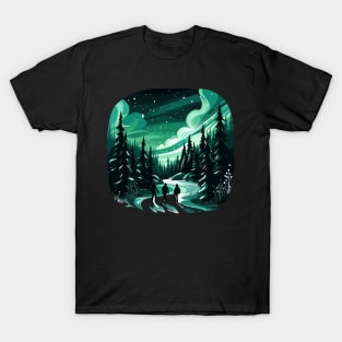 Aurora Dreams: Celestial Canvas Northern Lights Sweden T-Shirt